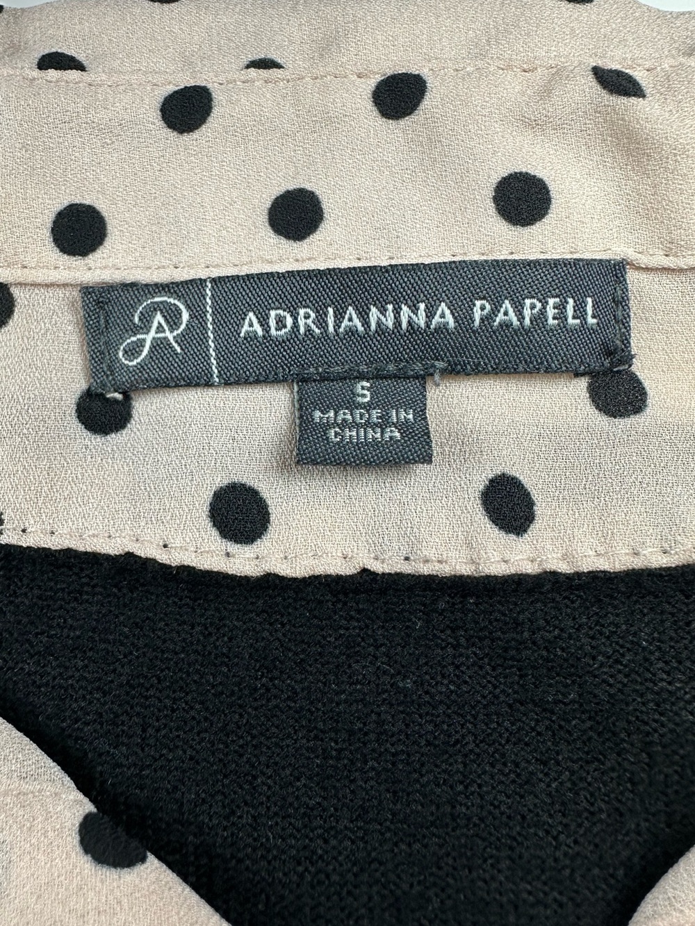 ADRIANNA PAPELL BLACK SWEATER POLKA DOT LAYERED BLOUSE TOP WOMEN’S SMALL OFFICE - Picture 6 of 8